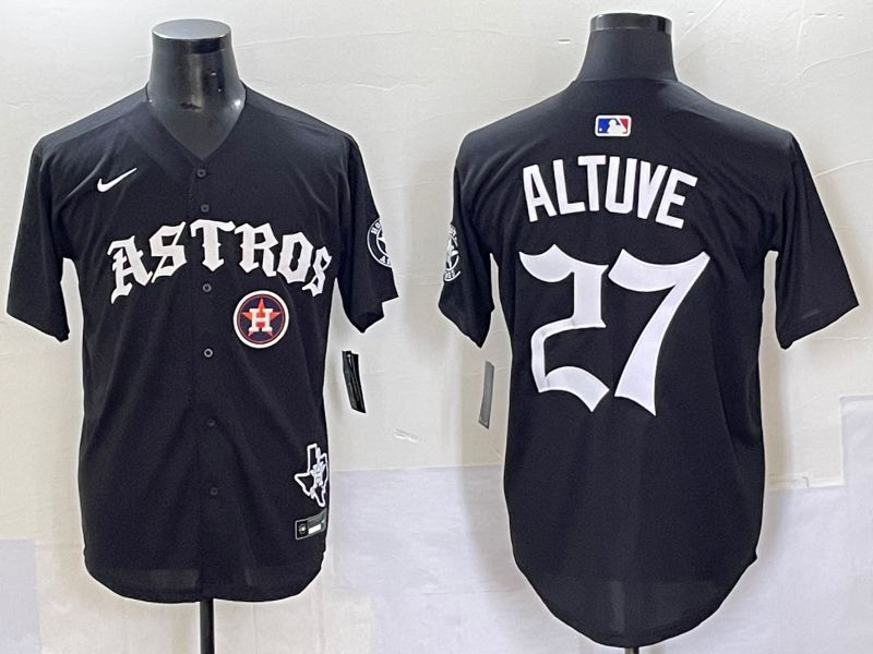 Men 2025 Houston Astros #27 Altuve Black Seven generations Joint Name Nike MLB Jersey style 12